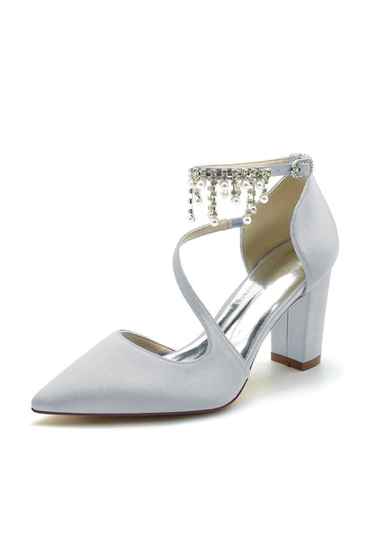 Pearl Tassel Block Heel Sandals