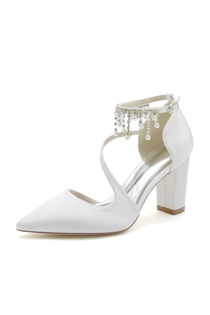 Pearl Tassel Block Heel Sandals