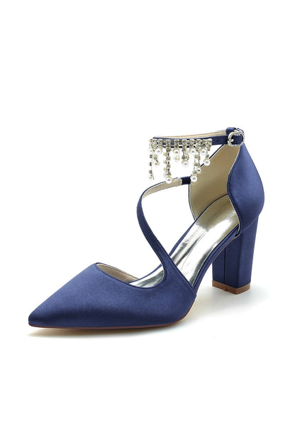 Pearl Tassel Block Heel Sandals