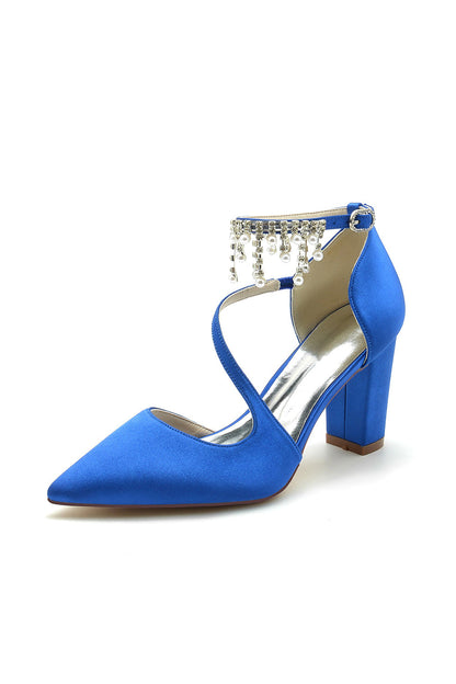 Pearl Tassel Block Heel Sandals