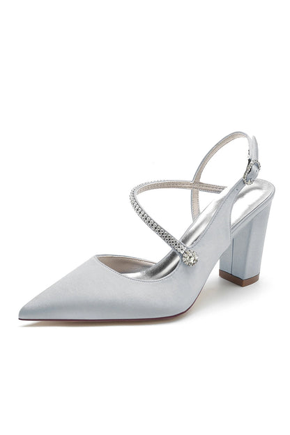 Rhinestone Strap Block Heel Sandals