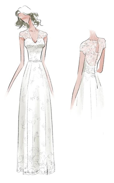 Ivory Vintage Floral Lace A-Line Wedding Dress Custom Made