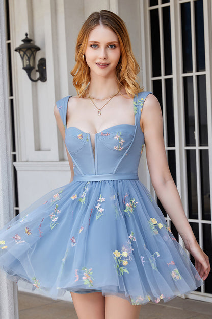 Cute Black A Line Sweetheart Corset Short Homecoming Dress