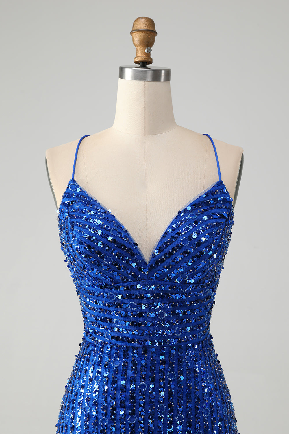 Stylish Royal Blue Sheath Criss Cross Back Short Homecoming Dress with Sequins