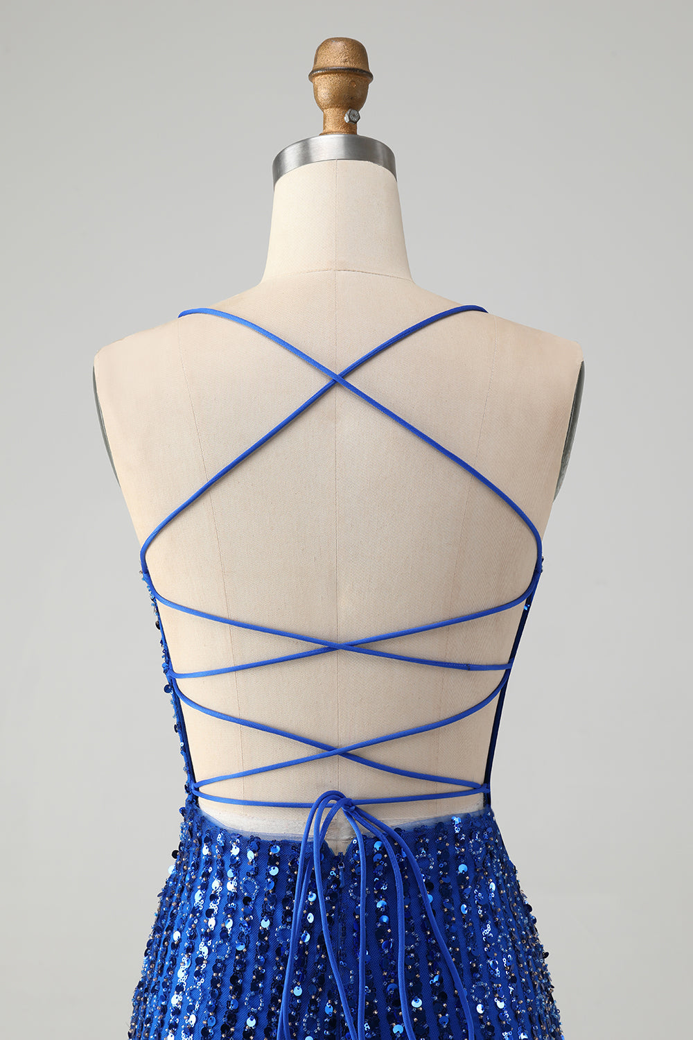 Stylish Royal Blue Sheath Criss Cross Back Short Homecoming Dress with Sequins