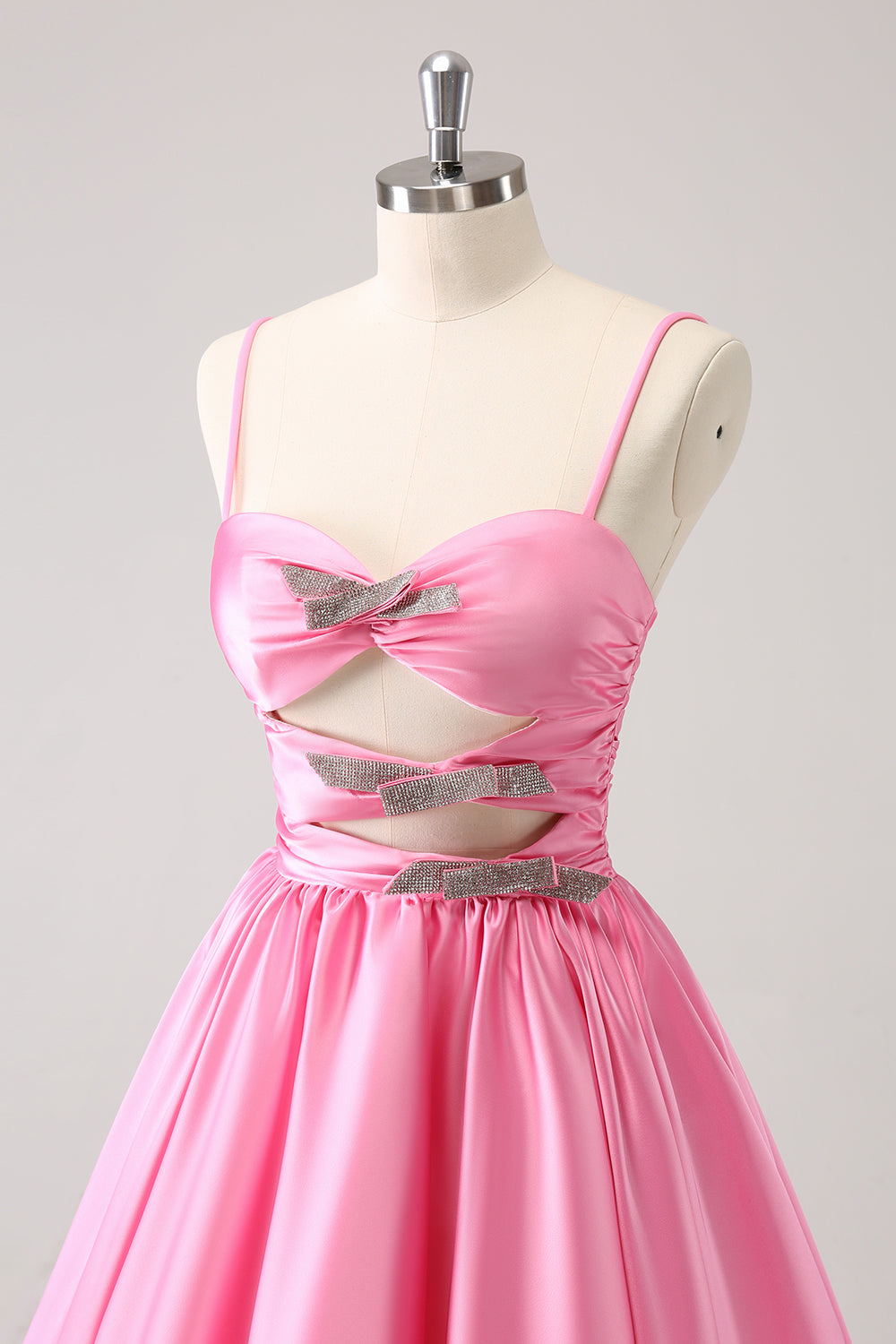 Sparkly Cute Pink A Line Spaghetti Straps Cut Out Homecoming Dress with Sequins