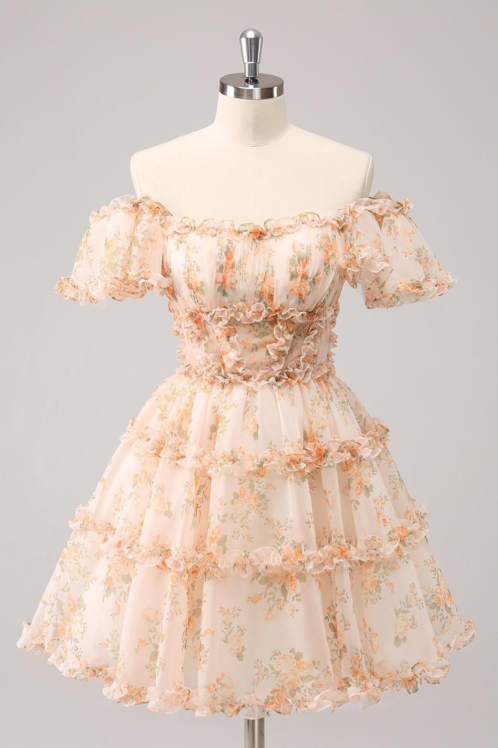 Cute Yellow A Line Square Neck Corset Backless Short Homecoming Dress