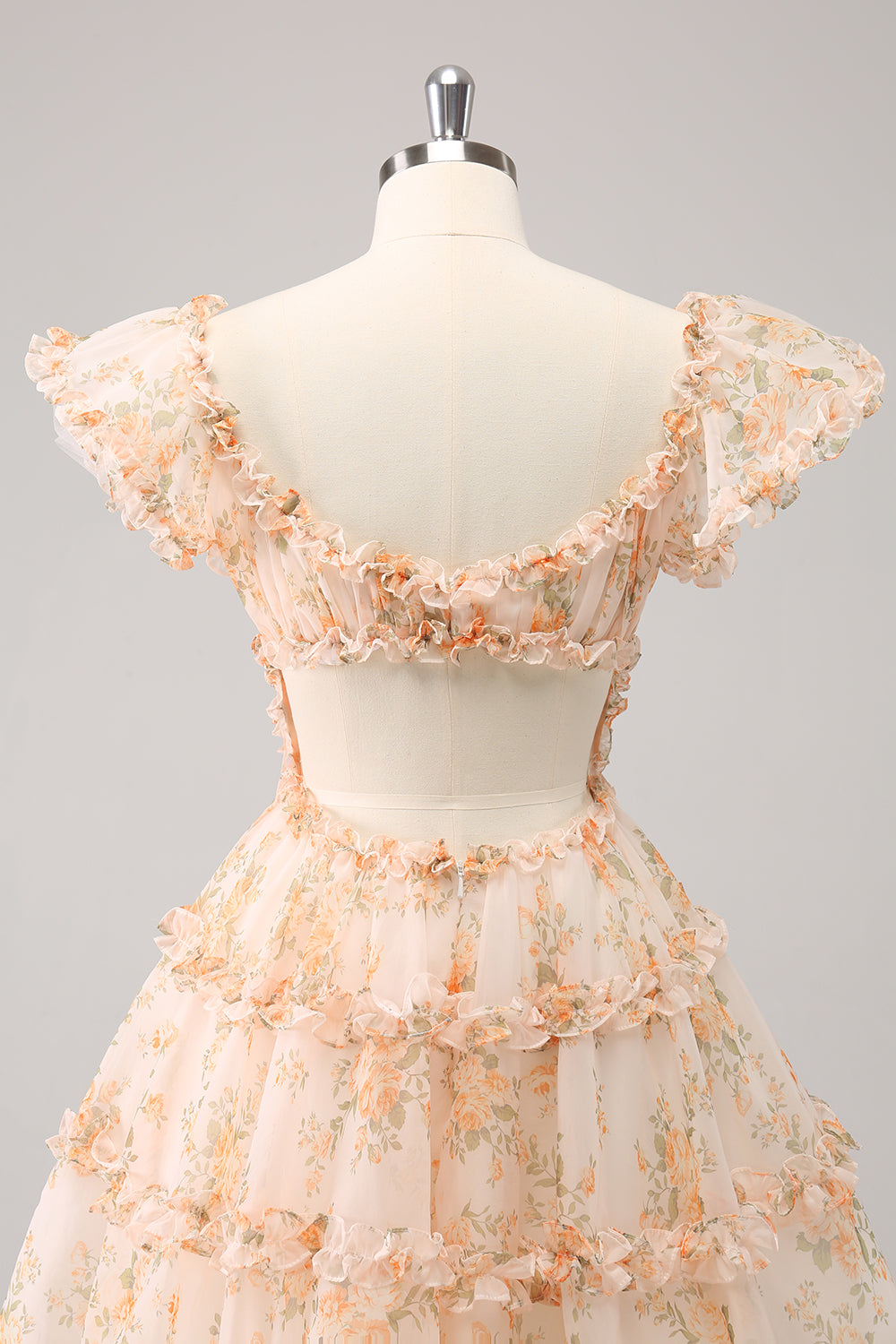 Cute Yellow A Line Square Neck Corset Backless Short Homecoming Dress