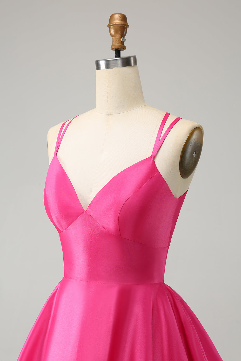 Fuchsia A Line Spaghetti Straps Backless Short Homecoming Dress