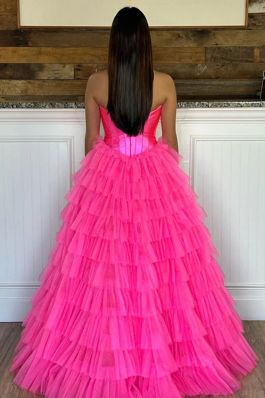 Roycebridal Harmony |A-Line Sweetheart Tiered Tulle Prom Dress with Slit