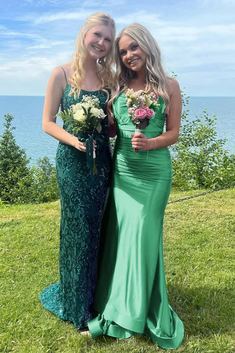 Abito da ballo a sirena con perline con paillettes a cuore