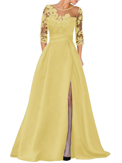 V-Ausschnitt Langarm Spitze Perlen Top A Linie Gothic Schwarzes Brautkleid