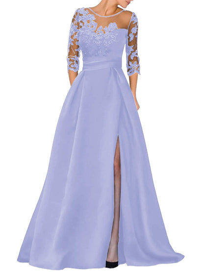 V-Ausschnitt Langarm Spitze Perlen Top A Linie Gothic Schwarzes Brautkleid