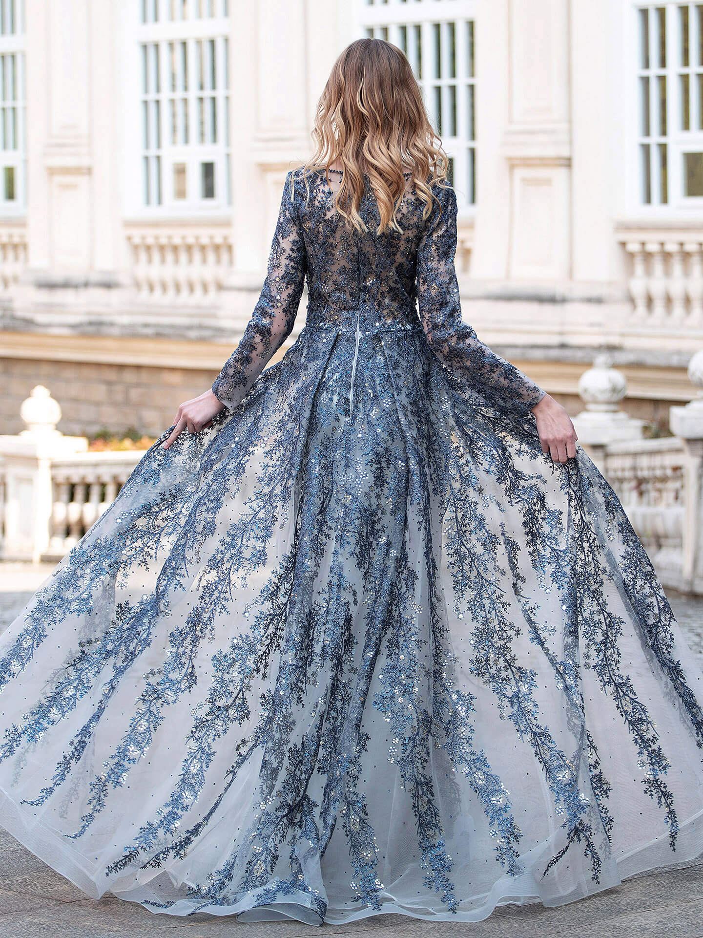 Roycebridal Mermaid / Trumpet V-neck Fashion Formal Evening Dresses Long Sleeve Floor Length Prom Dresses