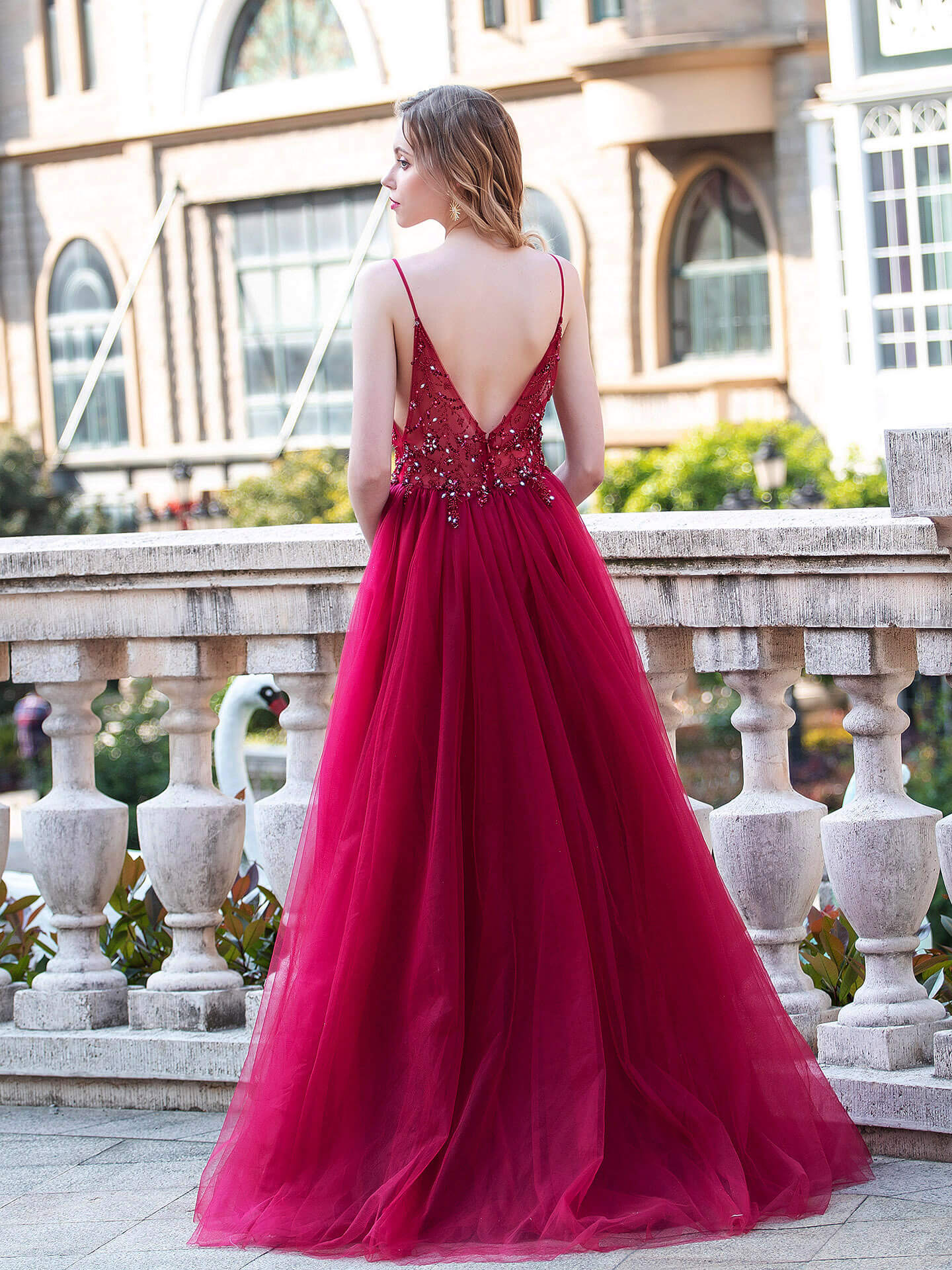 Roycebridal A-line Luxurious Sexy Formal Evening Dresses Spaghetti Strap Sleeveless With Slit Floor Length Prom Dresses