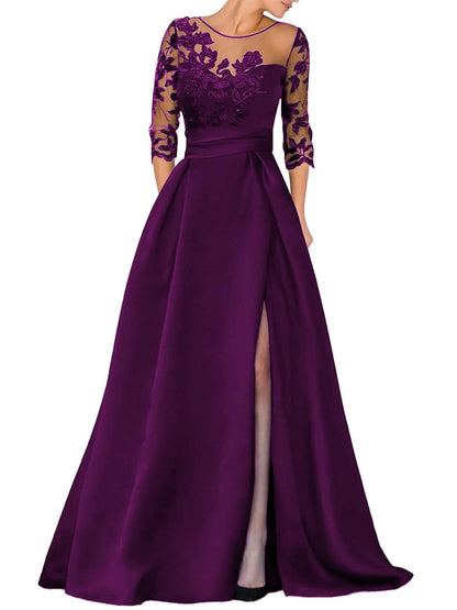 V-Ausschnitt Langarm Spitze Perlen Top A Linie Gothic Schwarzes Brautkleid