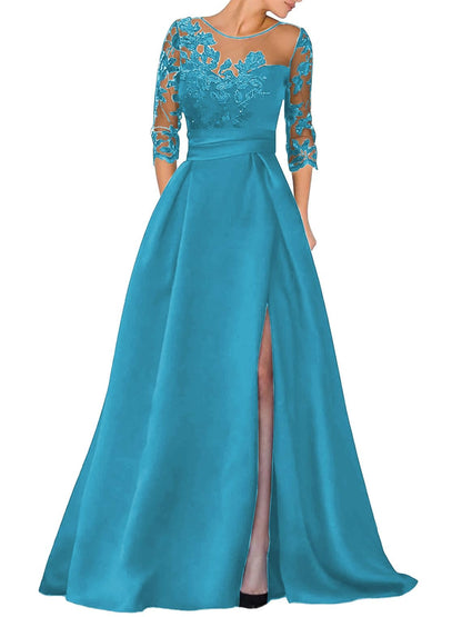 V-Ausschnitt Langarm Spitze Perlen Top A Linie Gothic Schwarzes Brautkleid