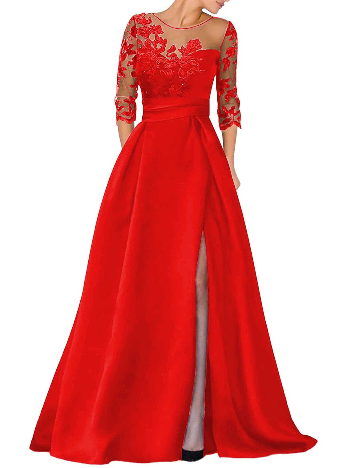 V-Ausschnitt Langarm Spitze Perlen Top A Linie Gothic Schwarzes Brautkleid