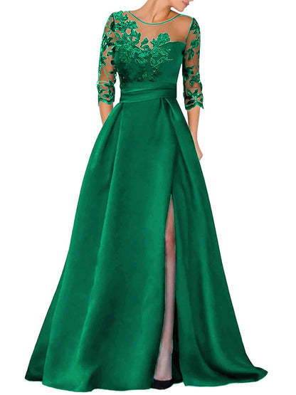 V-Ausschnitt Langarm Spitze Perlen Top A Linie Gothic Schwarzes Brautkleid