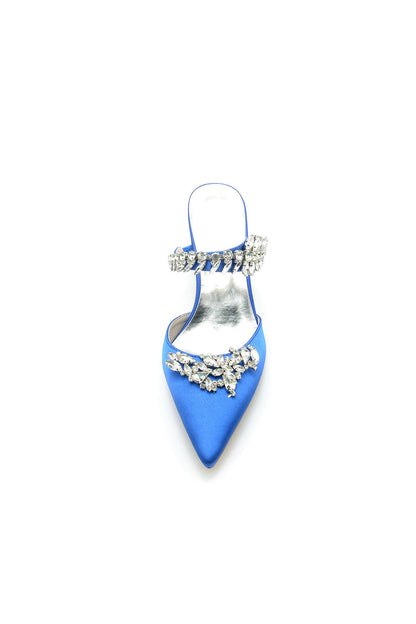 Crystal Strap Pointed Toe Satin Hign Heels