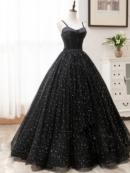 Roycebridal V Neck Glitter Black Long Prom Dress