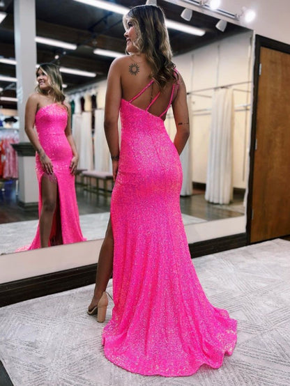 Roycebridal Adelina |Mermaid One-Shoulder Sequins Prom Dress With Tassels