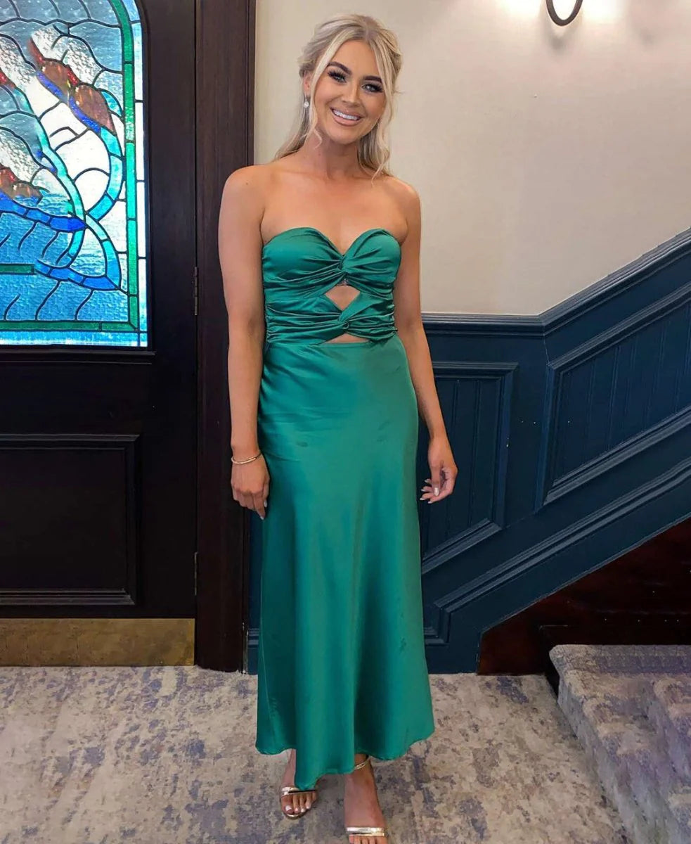 Strapless Aqua Blue Sheath Long Mermaid Prom Dresses
