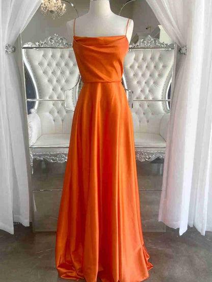 Roycebridal Araya |A Line Cowl Neck Satin Prom Dress With Slit