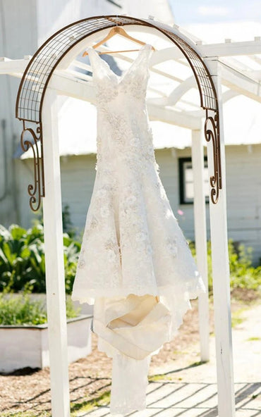 Boho V Neck Sleeveless Lace Appliques Mermaid Wedding Dress Custom Made Customized