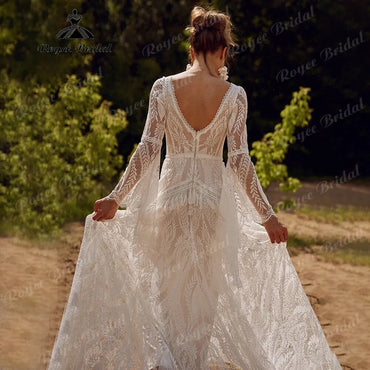 Boheme Lace Long Sleeve Mermaid Wedding Dress