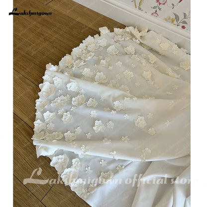 Roycebridal Mermaid Wedding Dress  Elegant Vestido De Novia Satin Flowers Lace Bride Dresses Sheer Buttons Back