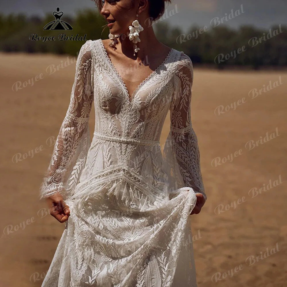 Boheme Lace Long Sleeve Mermaid Wedding Dress