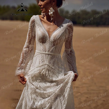 Boheme Lace Long Sleeve Mermaid Wedding Dress
