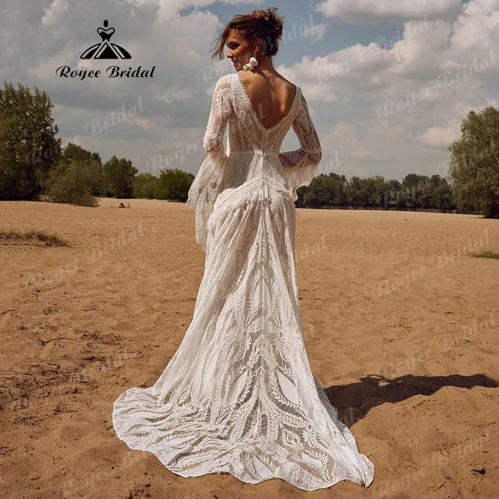 Boheme Lace Long Sleeve Mermaid Wedding Dress