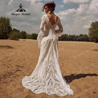 Boheme Lace Long Sleeve Mermaid Wedding Dress
