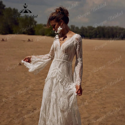 Boheme Lace Long Sleeve Mermaid Wedding Dress