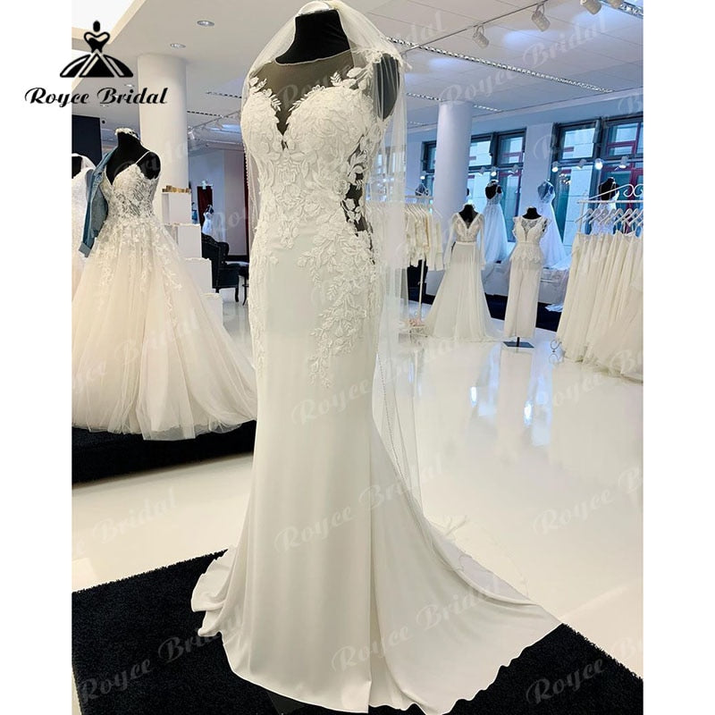 Backless Mermaid/Trumpet Boho Wedding Dress 2023 Robe Satin Elegant Bridal Boho Long Receiption Party Gowns New Mariage Cut-out