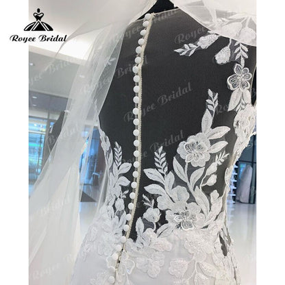 Roycebridal Backless Mermaid/Trumpet Boho Wedding Dress 2025 Robe Satin Elegant Bridal Boho Long Receiption Party Gowns New Mariage Cut-out