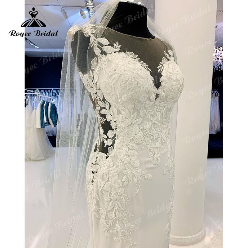 Roycebridal Backless Mermaid/Trumpet Boho Wedding Dress 2025 Robe Satin Elegant Bridal Boho Long Receiption Party Gowns New Mariage Cut-out