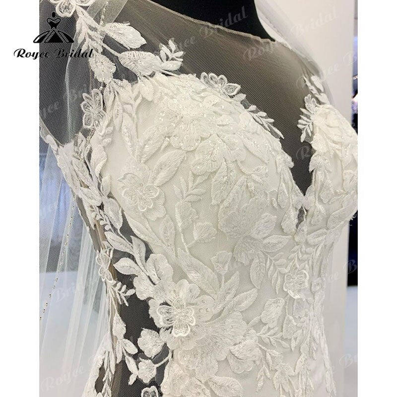 Roycebridal Backless Mermaid/Trumpet Boho Wedding Dress 2025 Robe Satin Elegant Bridal Boho Long Receiption Party Gowns New Mariage Cut-out