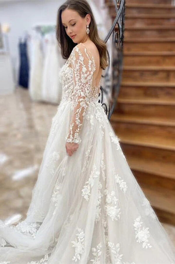 Cheap lace wedding dresses | a line wedding dresses | wedding gown | musebridals.com