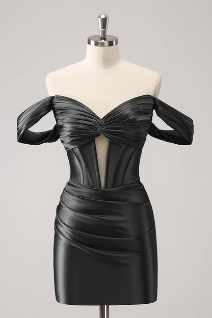 Stylish Dark Green Bodycon Off The Shoulder Hollow Out Corset Short Homecoming Dress
