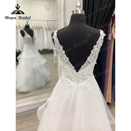 Roycebridal BRIDE,BRIDE EXPLORE All Wedding Dresses,BRIDE EXPLORE Custom Wedding Dresses 👗,BRIDE EXPLORE Plus SizeBoho Ball Gown Sleeveless Wedding Dress Custom For Women 2025 Bride Gown Sexy Deep V Neck Backless Lace Appliques Sweep vestido