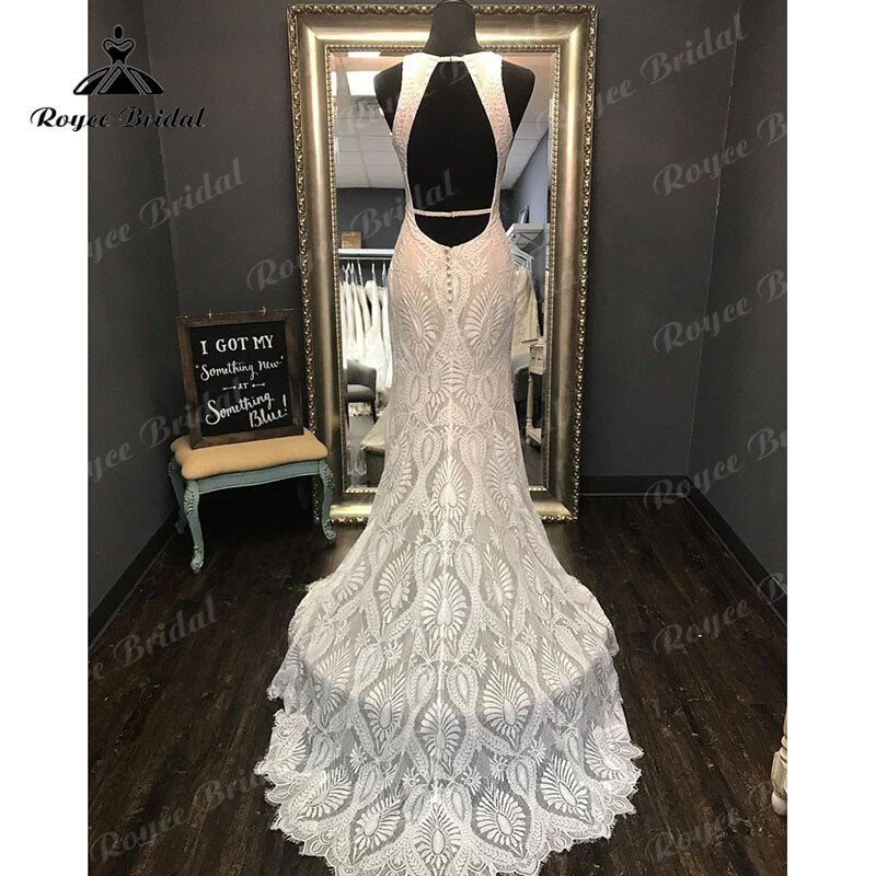 Charming Mermaid Wedding Dress Open Back Lace Sleeveless O-Neck Trumpet Boho Vestido De Novia for Women Bridal Gown Custom Made
