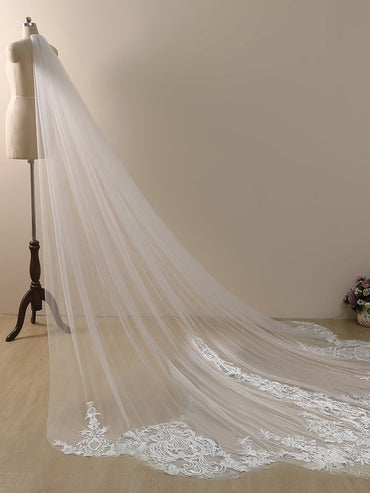 Roycebridal Vintage Lace Cathedral Veil Shaped Bridal Veil Wedding Veil