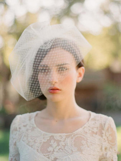 Roycebridal Vintage-Inspired Ivory Tulle and Mesh Birdcage Veils
