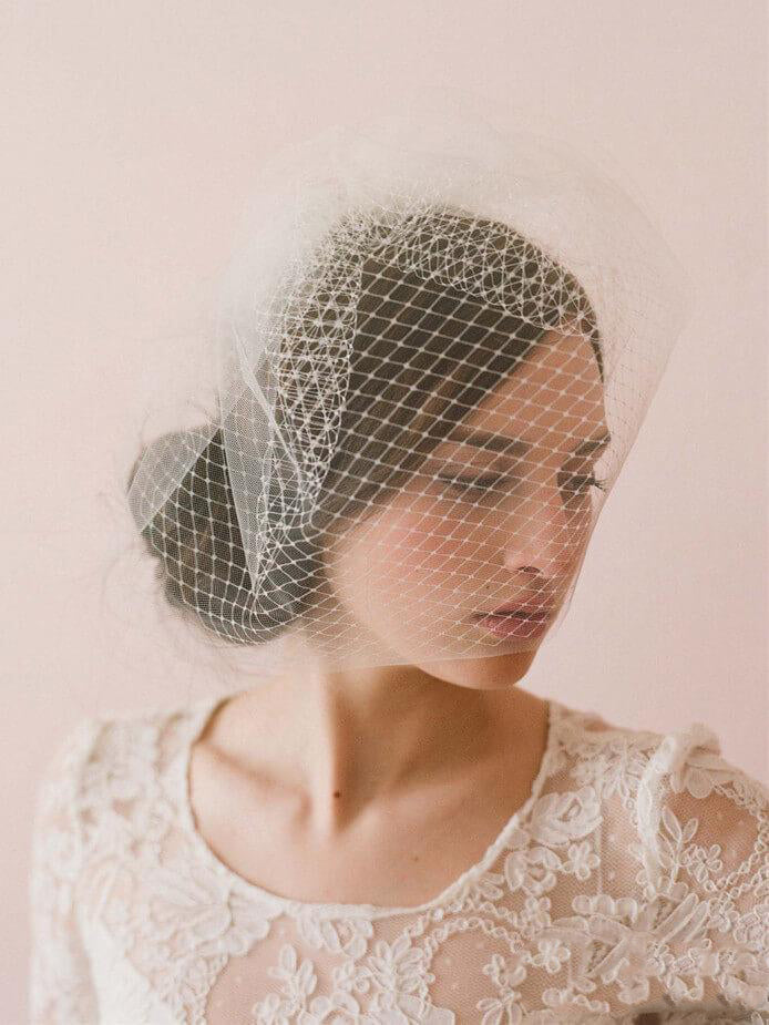 Roycebridal Vintage-Inspired Ivory Tulle and Mesh Birdcage Veils