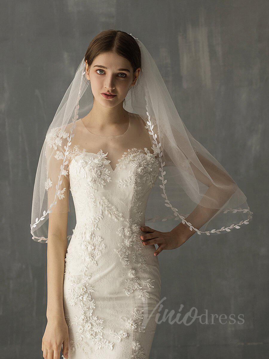 Elbow Length Boho Wedding Veils for Brides AC1013-Veils-Viniodress-Ivory-Viniodress