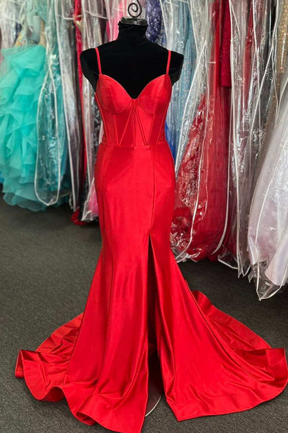 Roycebridal Nancy | Hot Pink Satin Simple Mermaid Prom Dress