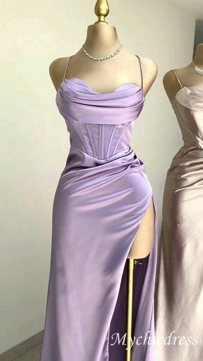 Floor Length Green Mermaid Formal Wedding Guest Dress With Slit